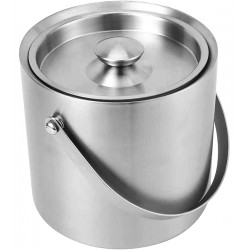 Balde De Gelo Parede Dupla Com Tampa Aço Inox Mimo Style